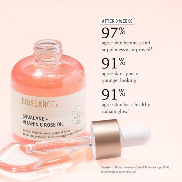 BIOSSANCE Squalane and Vitamin C Rose Oil..
