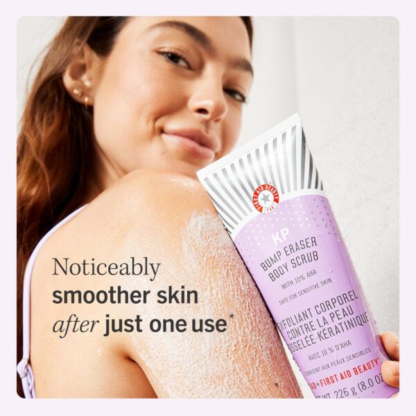 First Aid Beauty KP Bump Eraser Body Scrub Exfoliant for Keratosis Pilaris with 10% AHA – 8 oz - Image 2